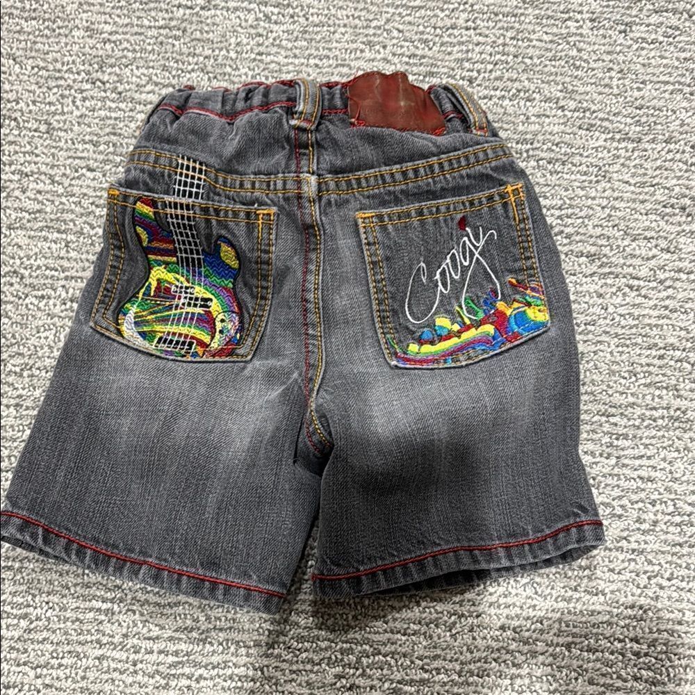 COOGI Gray Kids Denim Shorts with Colorful Guitar Design